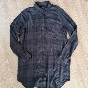 Rails Bianca onyx jet plaid button up shirt dress sz L